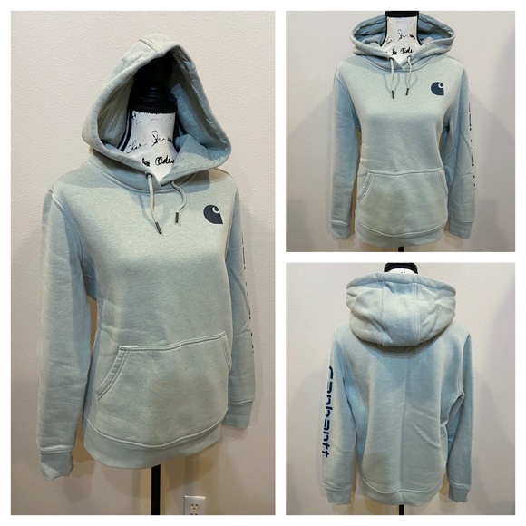 Carhartt Tops - Carhartt Clarksburg Logo Graphic Hoodie Pullover Thick Sweatshirt Relaxed Medium